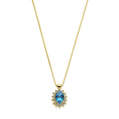 collier london blue topaas en diamant 40 - 42 - 44 cm 0.11ct h si