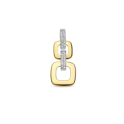 Hanger Schakel Diamant 0.13Ct H Si 14K Bicolor Goud Geel/Wit