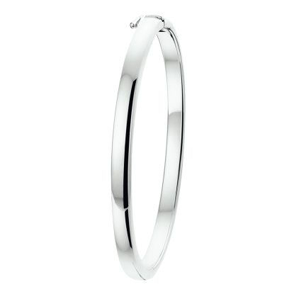 Bangle Scharnier Bolle Buis 5 Mm Zilver Wit