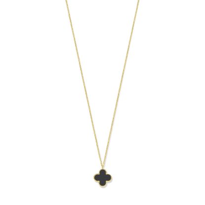 collier klavertje 4 onyx 41 - 43 - 45 cm